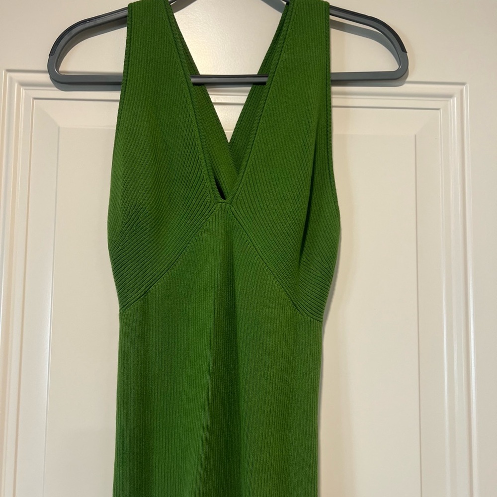 Banana Republic Green Ribbed V-Neck Tank Top